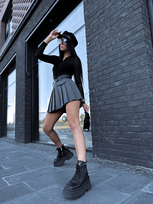 CORRUGATED shorts + belt GIFT "AMELIA" - Gray PRE-ORDER